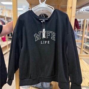 SHEIN Black 'Wife Life' Sweatshirt